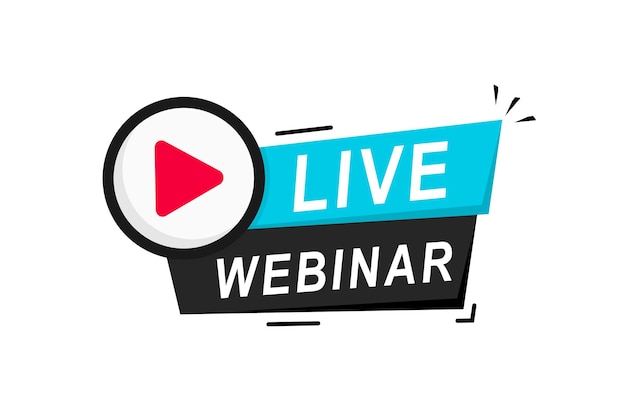 Live Webinar Button Emblem label Live stream