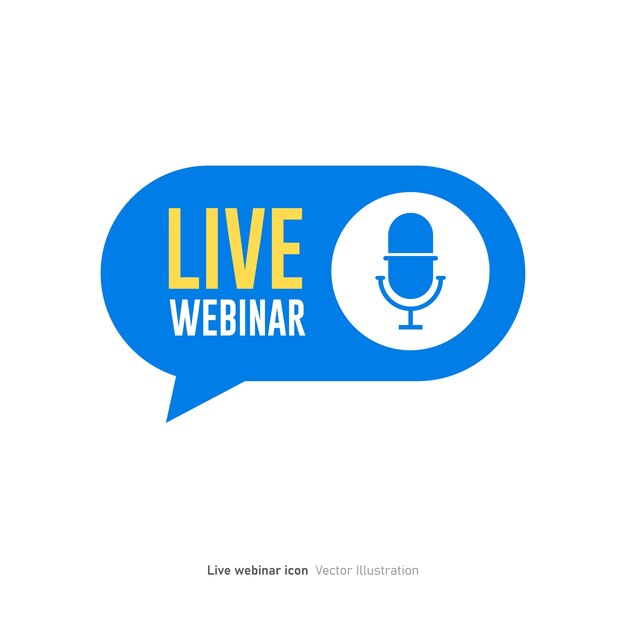 벡터 live webinar 버튼 아이콘 디자인 터 일러스트레이션