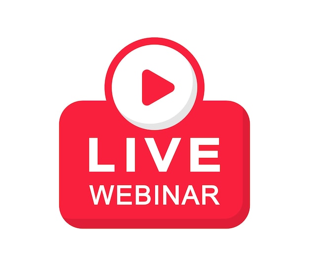 Pulsante webinar dal vivo logo del live streaming icona della videoconferenza