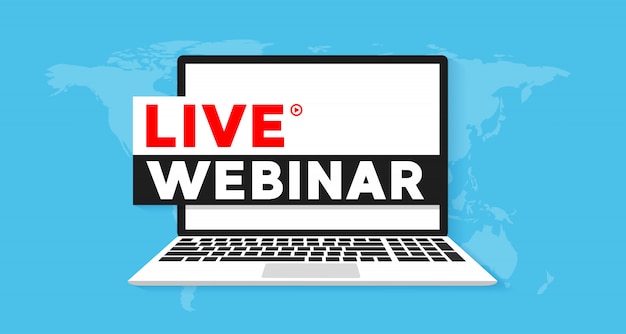 Vector live webinar concept banner vlakke afbeelding