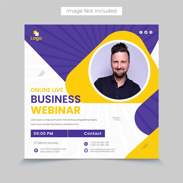 Live webinar conference business banner Instagram facebook post design vector premium