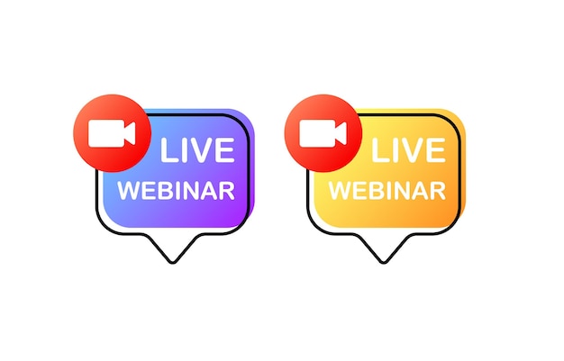 Live webinar Flat color live webinar banner advertising banner about the webinar Vector icons