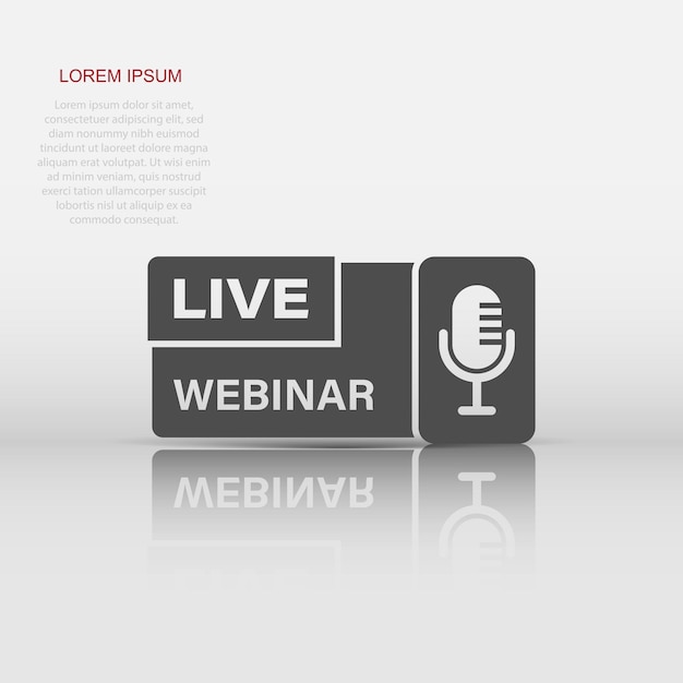 Live webinar icon in flat style Online training vector illustration on isolated background Conference stream sign business concept