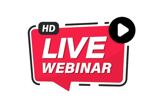 Live webinar. Internet event, conference. Live video streaming. Online streaming. Live video streaming button. Online study, education, seminar