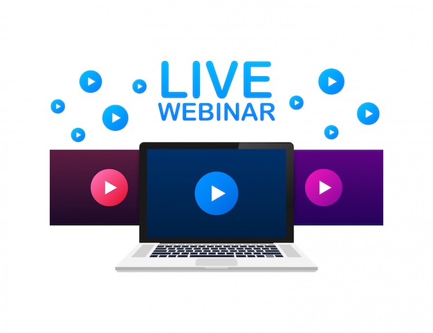 Vector live webinar-knop, embleem, label. illustratie.