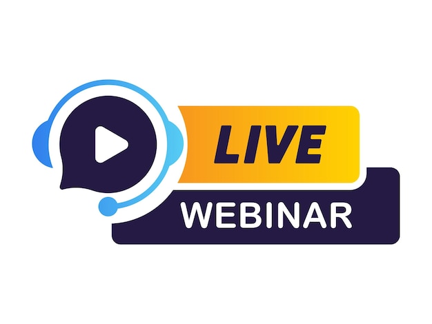 Live webinar knop Online video training Live streaming banner op witte achtergrond