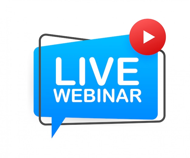 Live Webinar-knop, pictogram, embleem, label. illustratie.