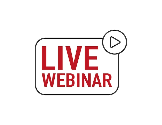 Vector live webinar knoppictogram embleem live webinar label vectorillustratie