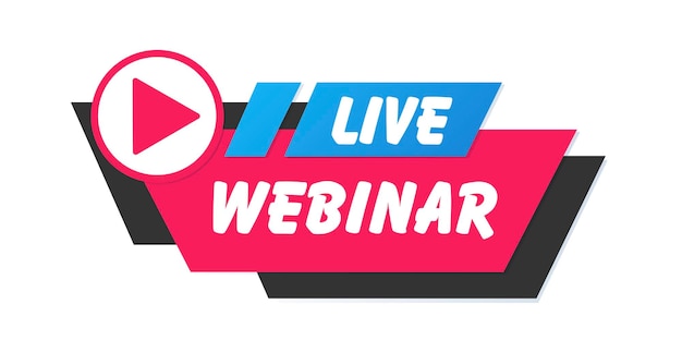 Live webinar-label om live uit te zenden. vector eps