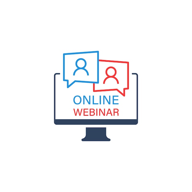 Live webinar pictogram in vlakke stijl Online training vectorillustratie op geïsoleerde achtergrond Conferentie stream teken bedrijfsconcept