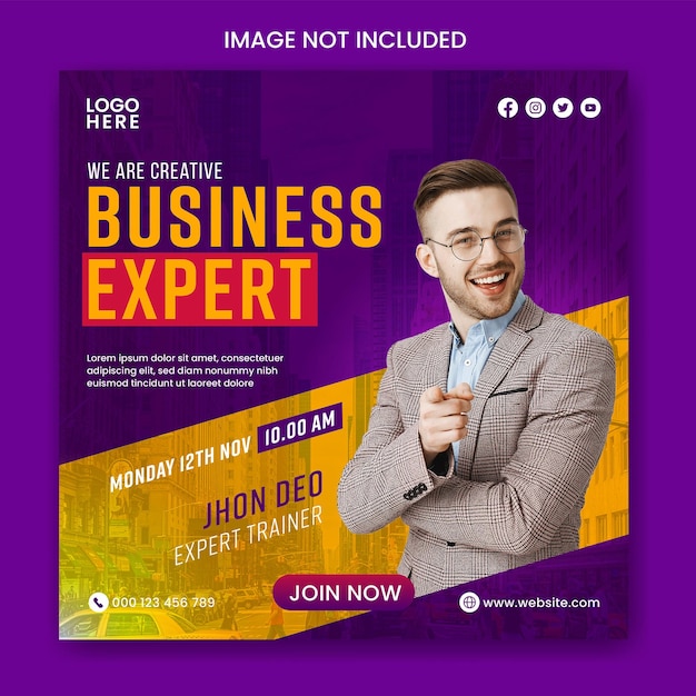 Live webinar social media banner and online business conference instagram post template design