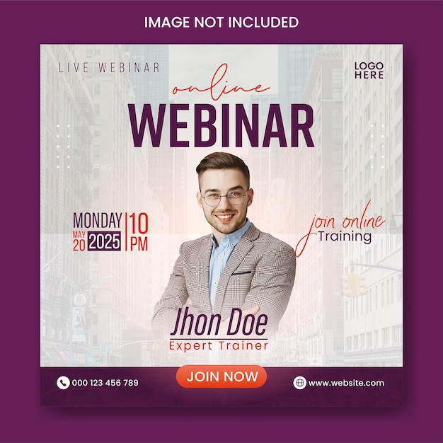 Vector live webinar social media banner and online business conference instagram post template design