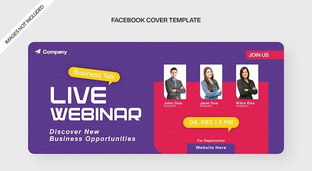 Vector live webinar social media cover template