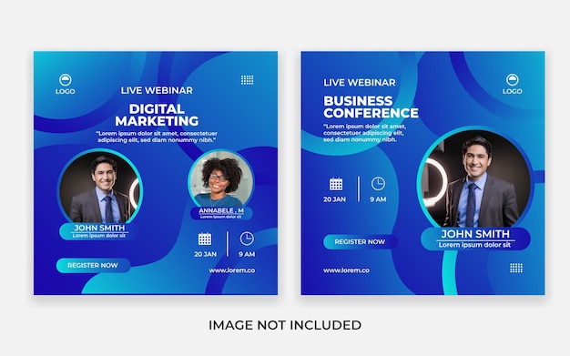 Vector live webinar template, social media post template. digital marketing for business promotion. modern colorful business template.