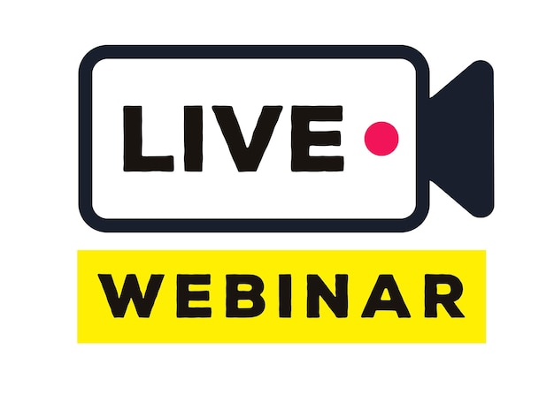 Live webinar vector icoon platte stijl geïsoleerd op witte achtergrond voor sociale media