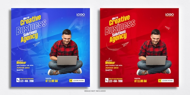 Live webinar voor digitale marketing en postsjabloon voor zakelijke sociale media