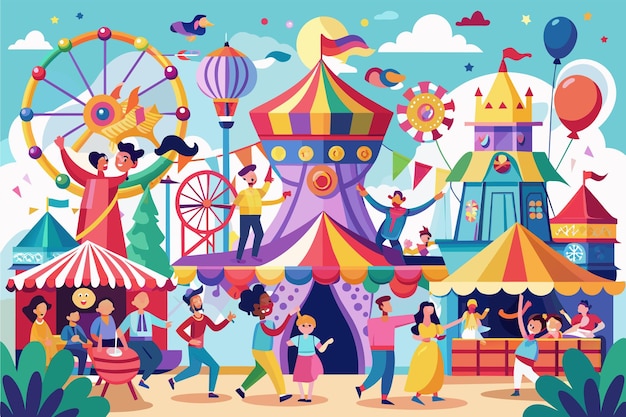 A lively carnival festival illustration of joy