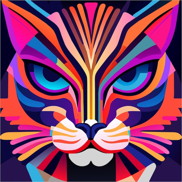 Lively Cat Portrait in Pop Art