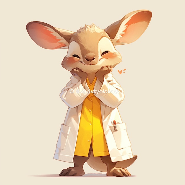 Vector a lively kangaroo doctor cartoon style