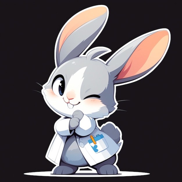 A lively rabbit doctor cartoon style