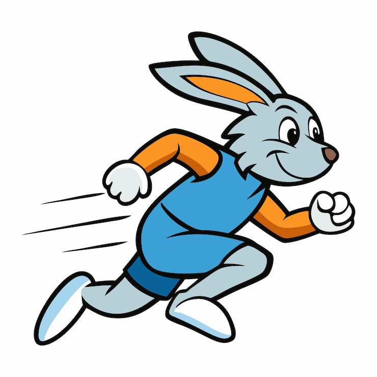 वेक्टर a lively rabbit mascot logo featuring a sleek fastrunning rabbit in motion symbolizing speed on