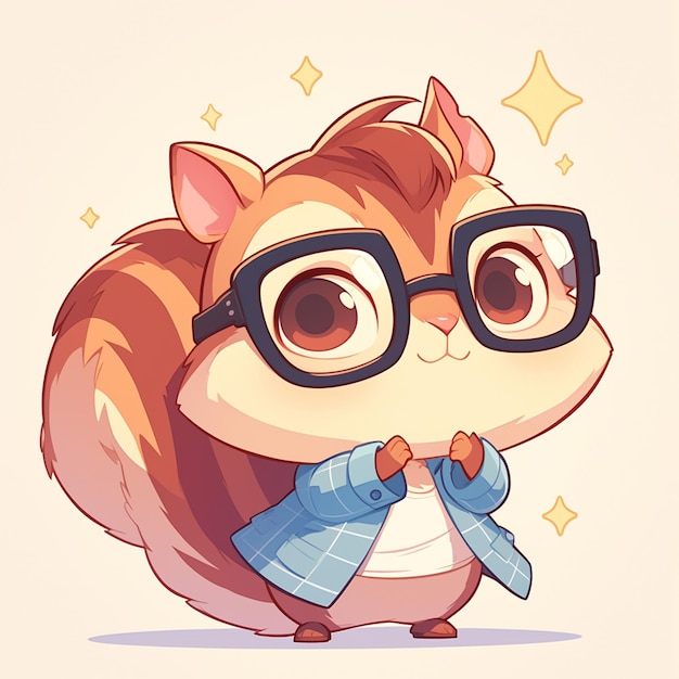 Vector a lively squirrel teacher cartoon style