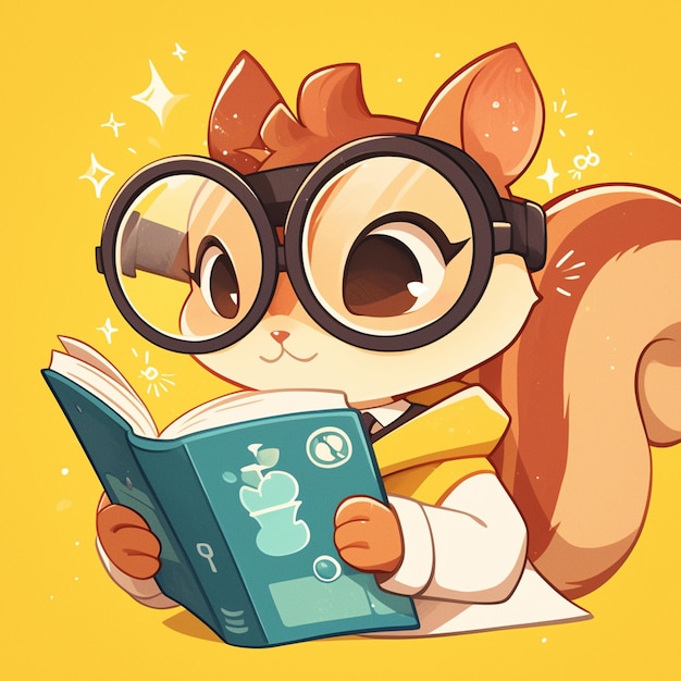 Vector a lively squirrel teacher cartoon style