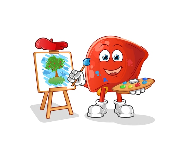 Liver artist mascot cartoon vector