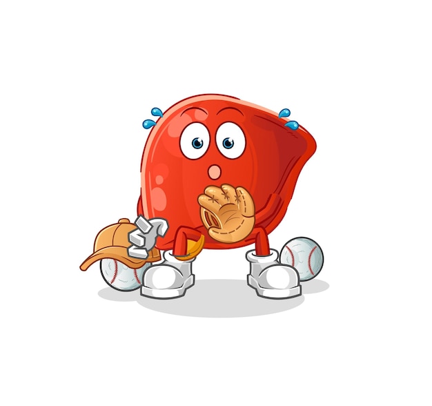 Liver baseball Catcher cartoon cartoon mascot vector