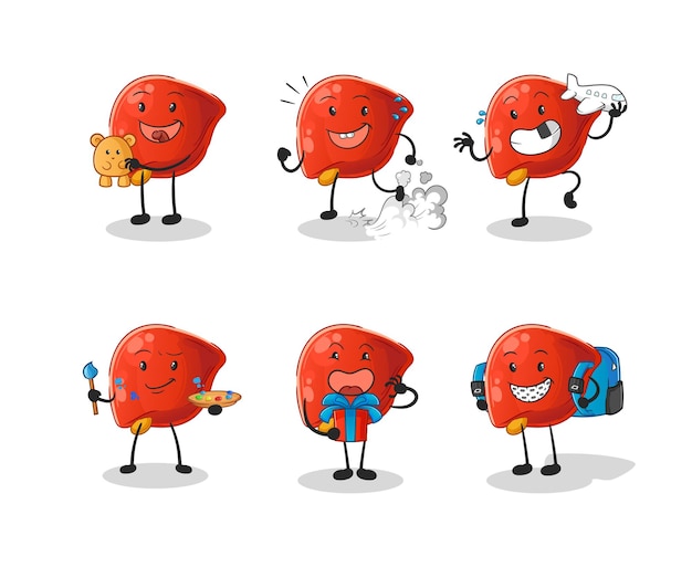 Vector liver children group character cartoon mascot vector