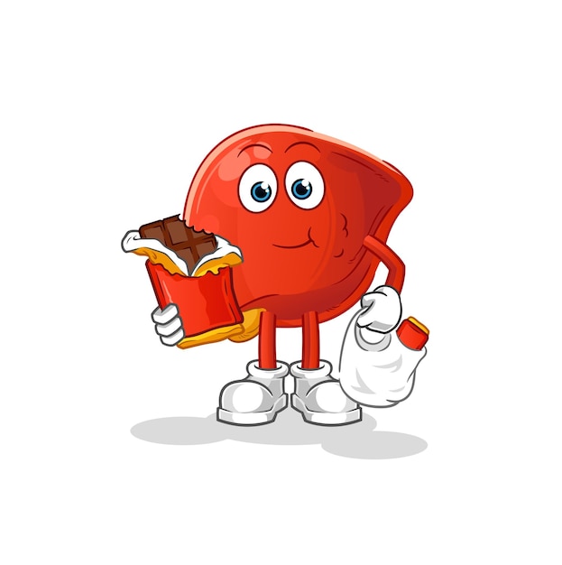 Liver eat chocolate mascot cartoon vector