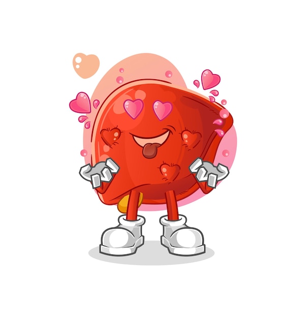 Liver fallin love vector cartoon character