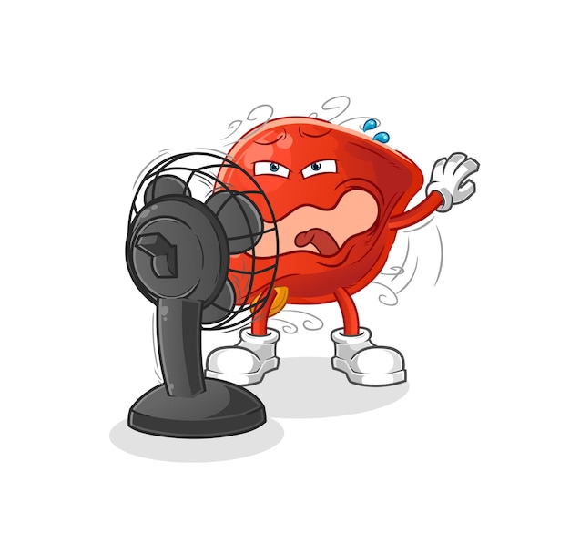 Liver in front of the fan character cartoon mascot vector