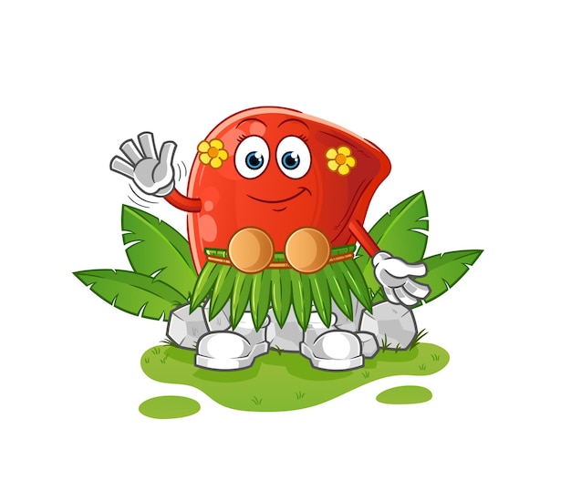 Vector liver hawaiian waving character cartoon mascot vector