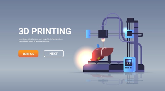 Vector liver model prints on 3d bio printer medical printing of human transplantation organ biological engineering bioprinting