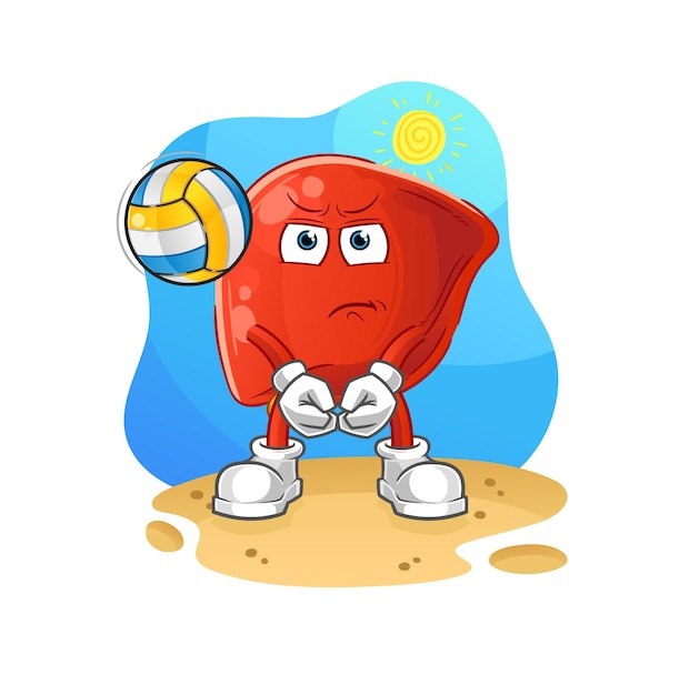 Liver play volleyball mascot cartoon vector