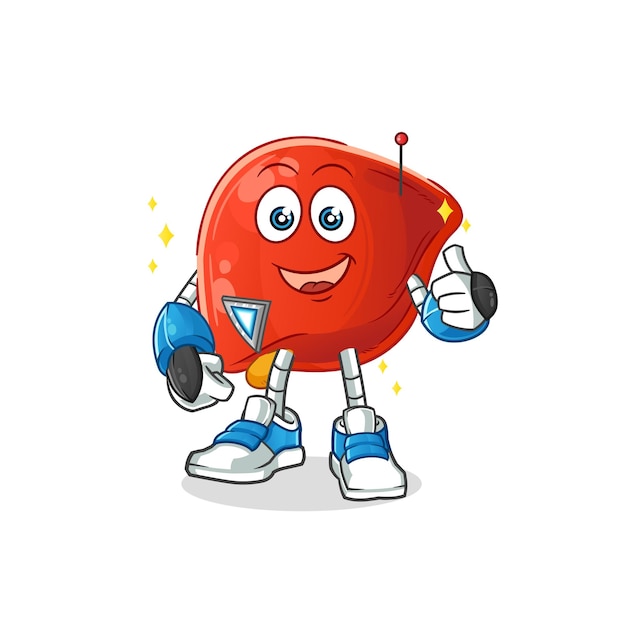 Liver robot character cartoon mascot vector