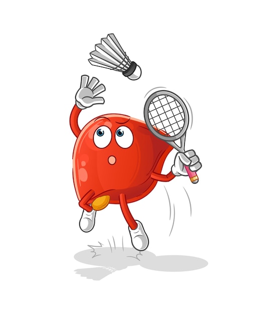 Liver smash at badminton cartoon cartoon mascot vector