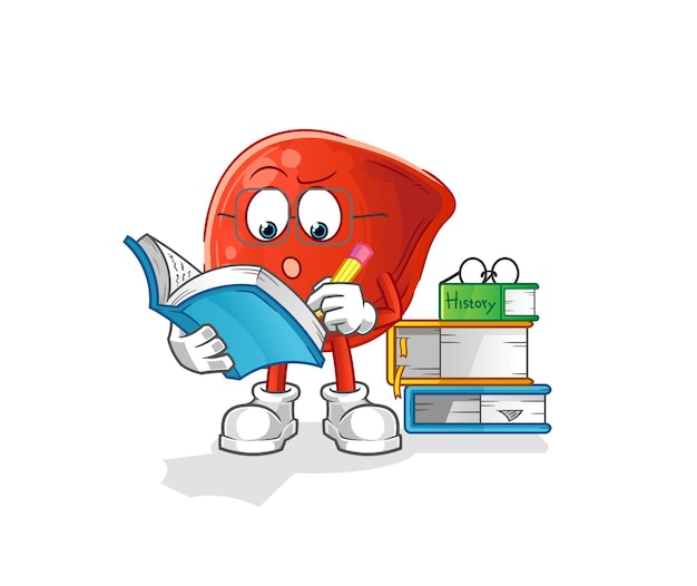 Liver studying mascot cartoon vector