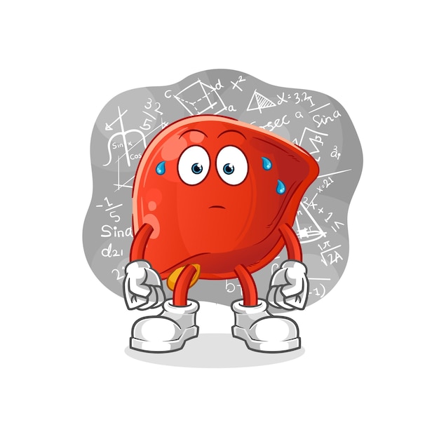 Liver thinking hard vector cartoon character