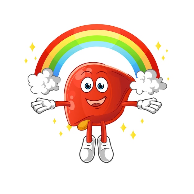 Liver with a rainbow cartoon vector