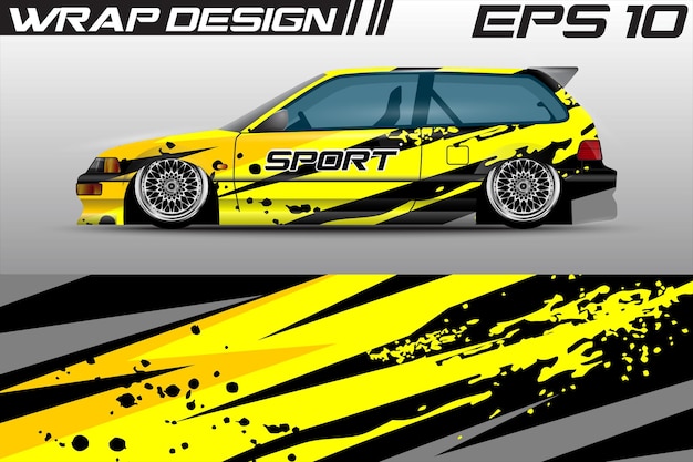 Livery design wrap racewagen. Abstracte achtergrond voor race-livrei of vinylsticker voor dagelijks gebruik.