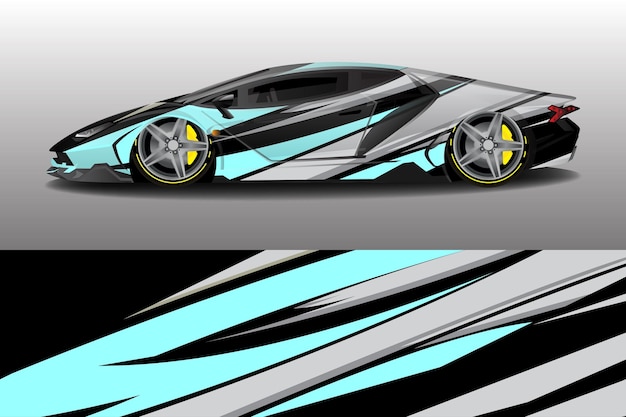 Tosca 색상 조합의 Racing Car Wrap용 리버리 스티커 디자인