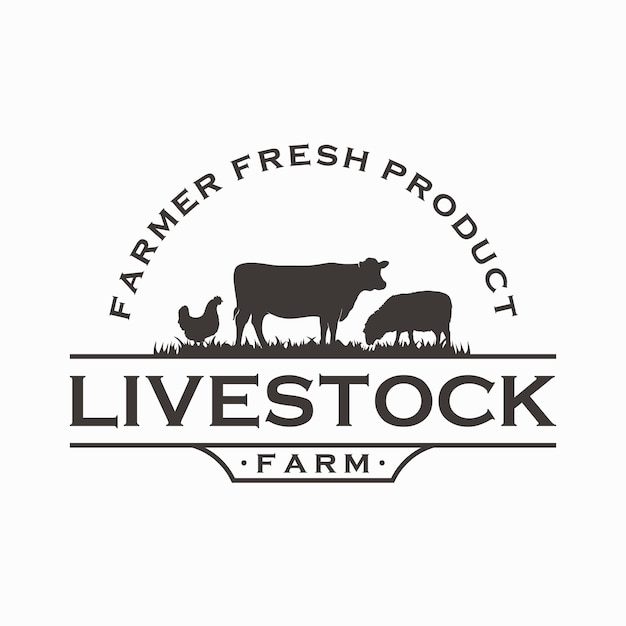 livestock Farm animal logo. vintage style, design template, Vector illustration.