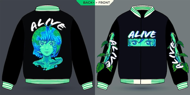 Vector the living earth woman visualized with a jacket mock up