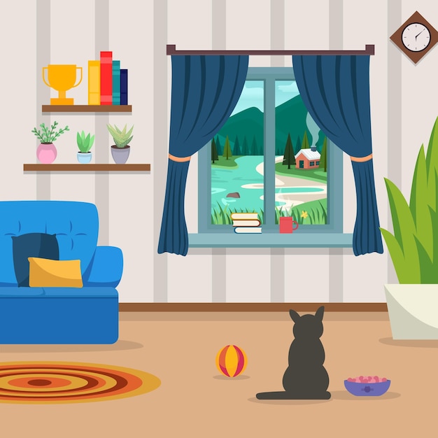 Living room background vector illustration