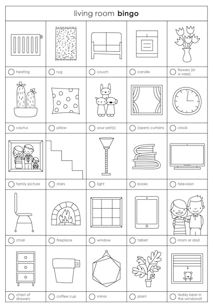 Living room bingo vector illustration