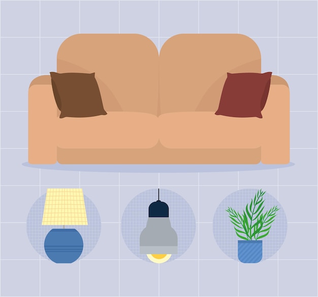 Vector living room furniture icon set