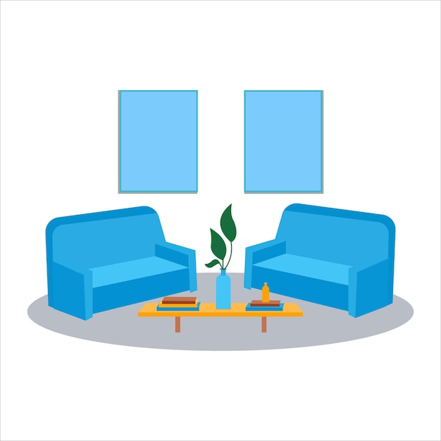 Living room furniture set on white backgroundvector illustration Graphic design