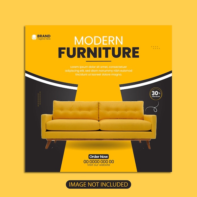 Vector living room furniture social media post template